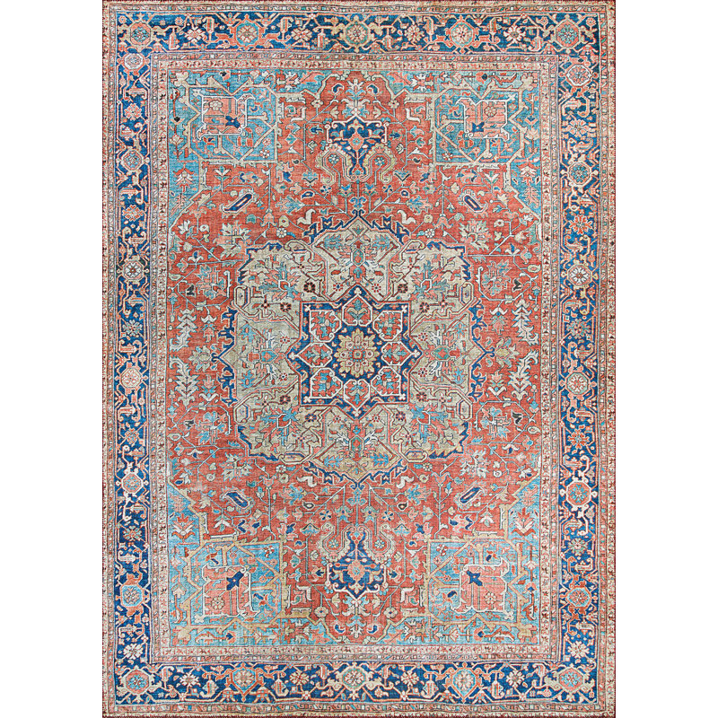Bungalow Rose Hallsville Heriz Power Loom Polyester Ruby Indoor Area Rug Wayfair