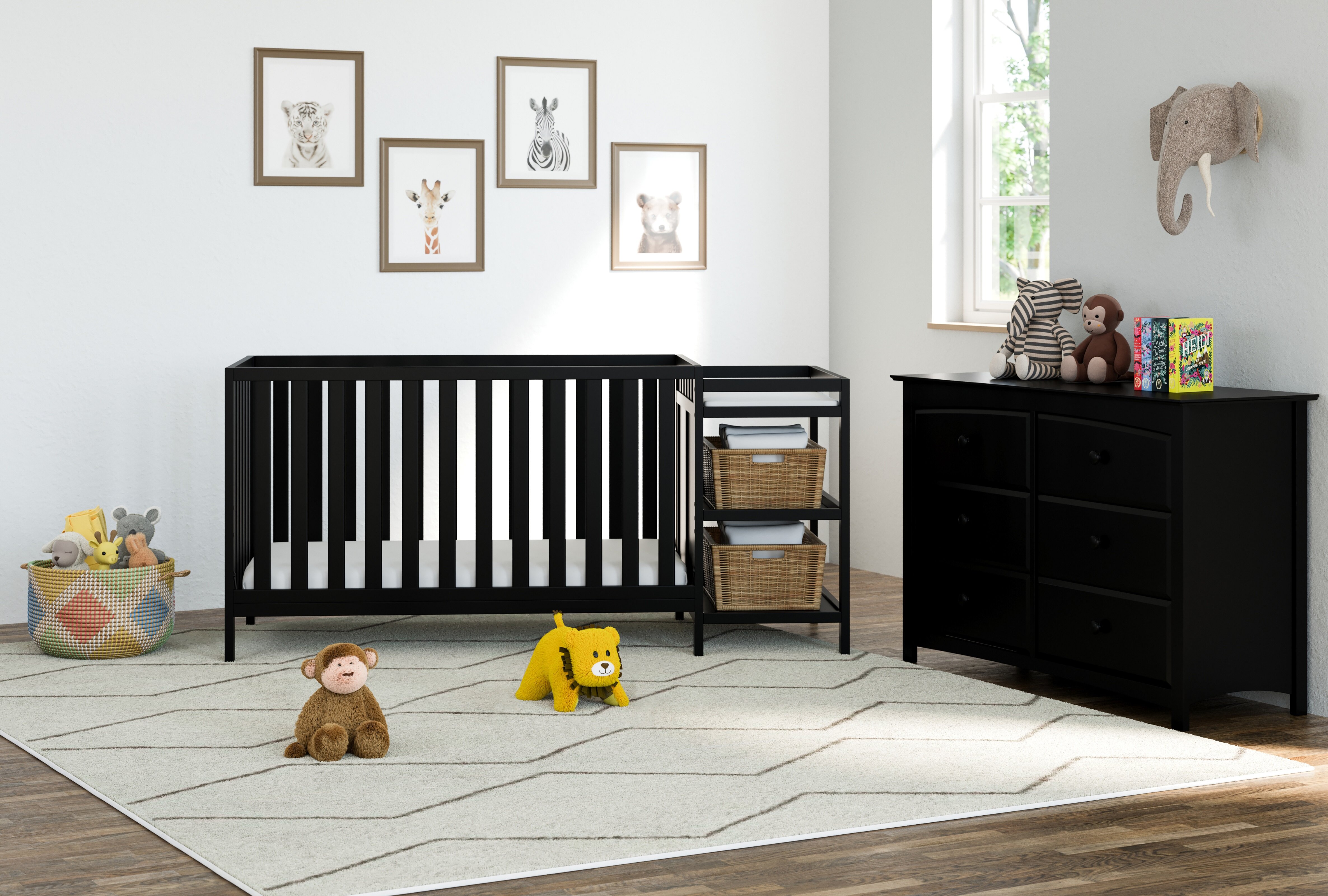 nursery with black furniture