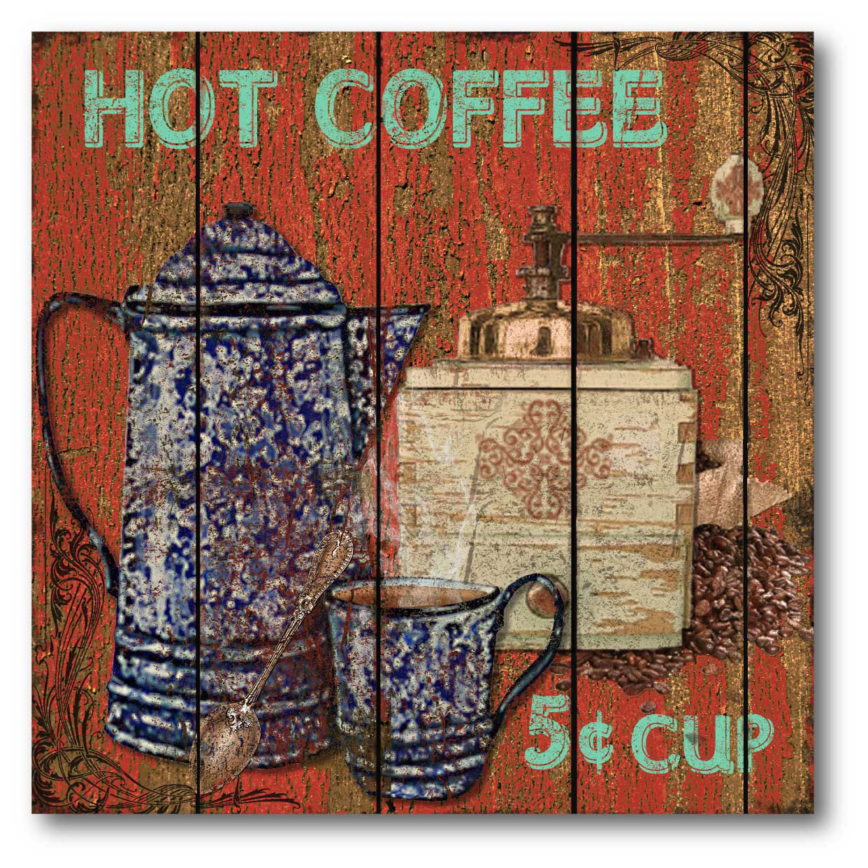Kitchen Coffee Art Wayfair Farmhouse Canvas Hot Coffee Graphic Art On Wred