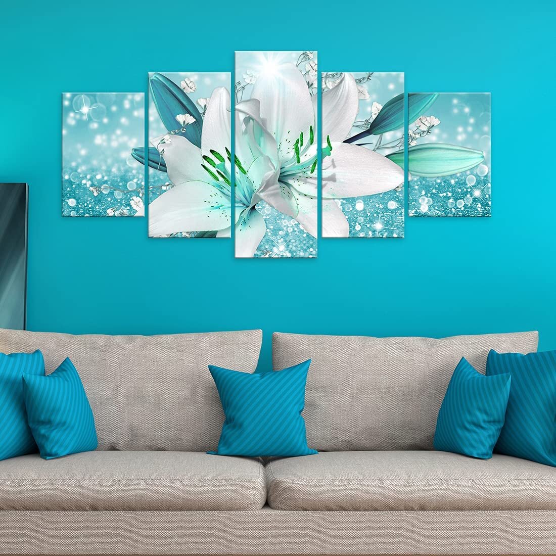 Unframed Canvas Print Paintings Lily Flowers Picture Home Bedroom Wall Art 
