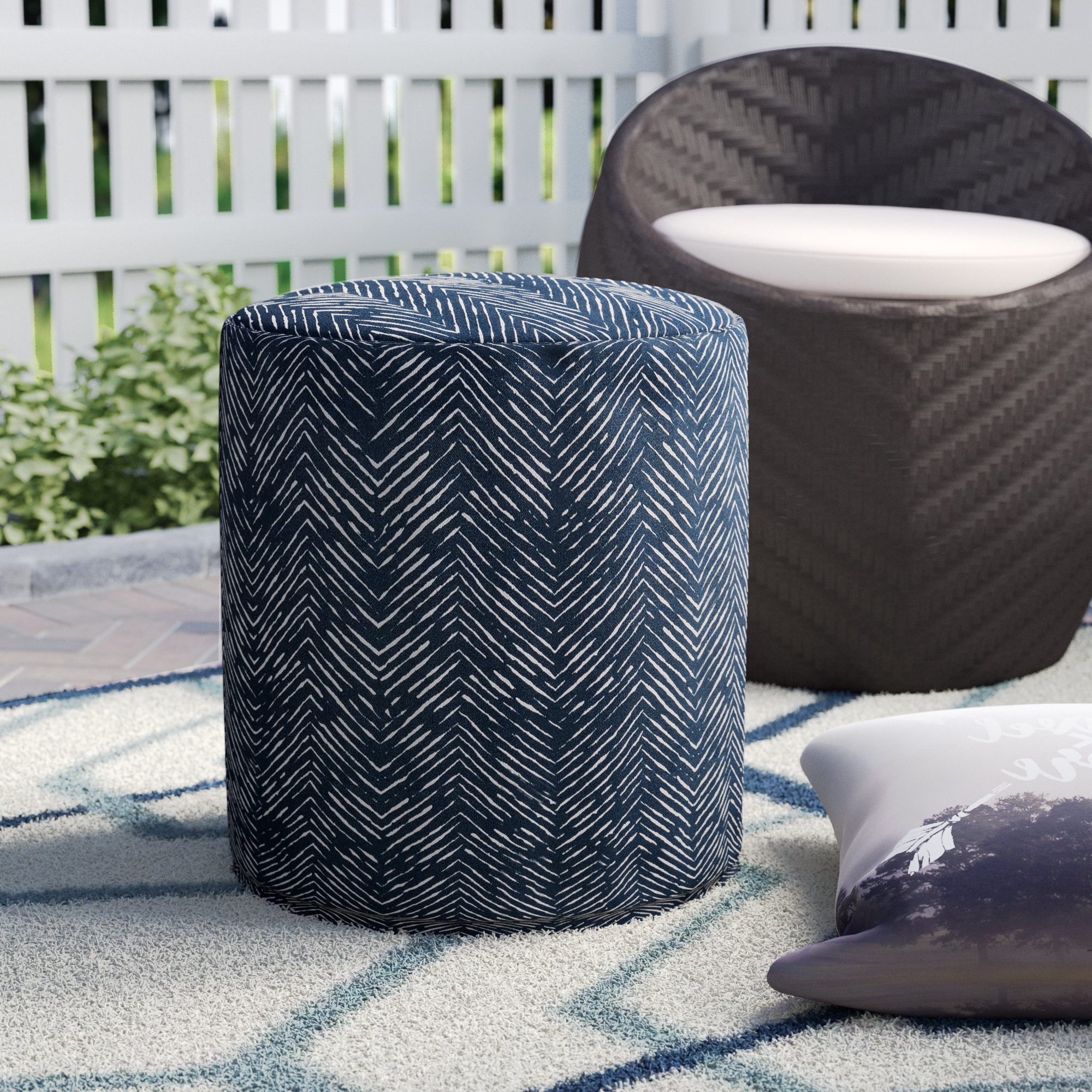 Wrought Studio Glassell Small Outdoor Ottoman with Cushion & Reviews ...