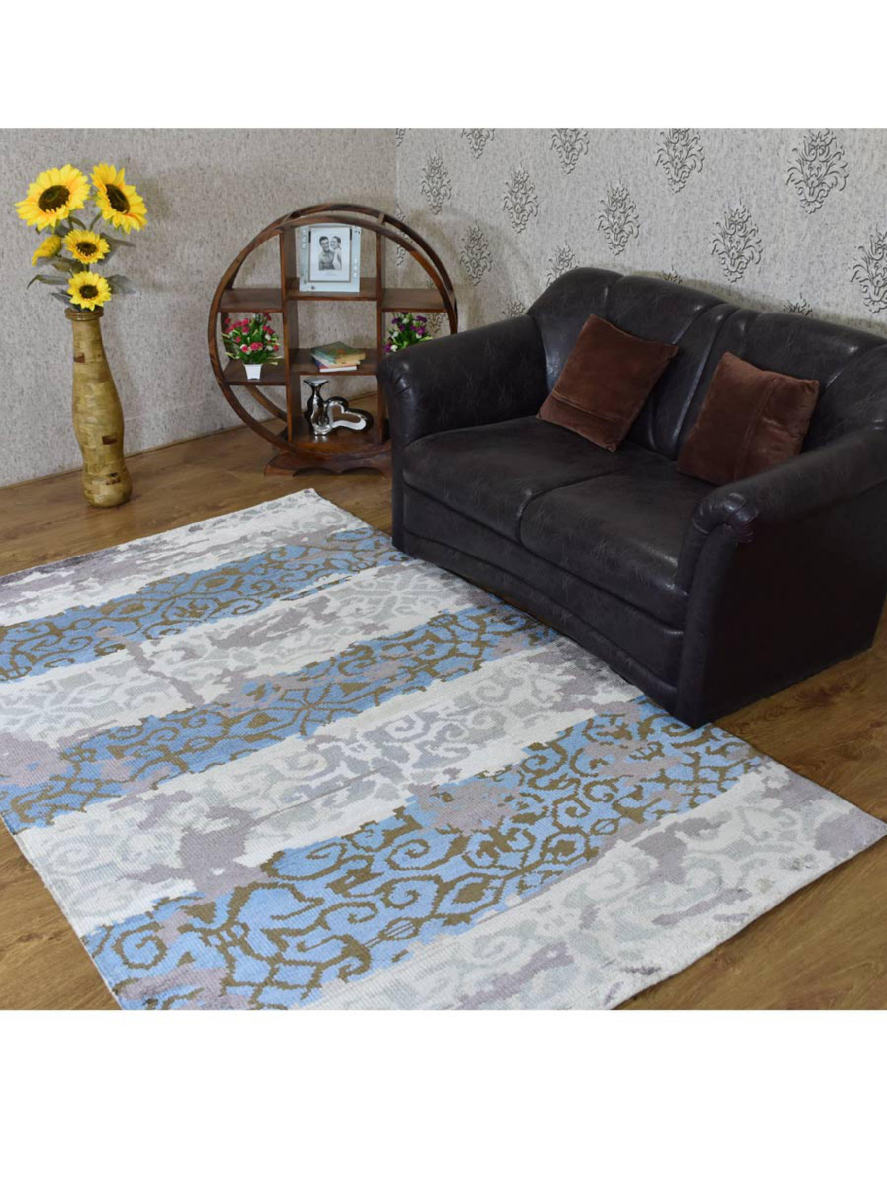Red Barrel Studio Vivanco Ikat Hand Knotted Blue Area Rug Wayfair