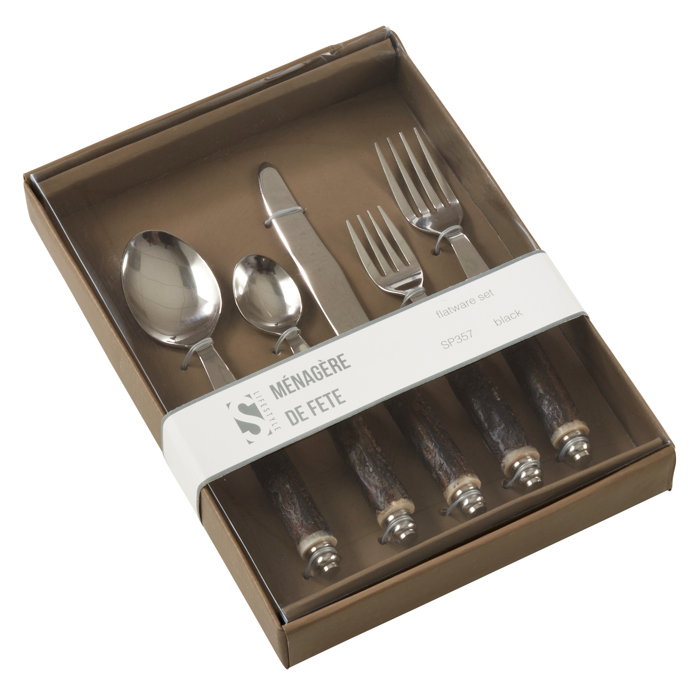 Macfarlane Wood Handle 5 Piece Flatware Set Service For 1 Macfarlane Wood Handle 5 Piece Flatware Set Service For 1