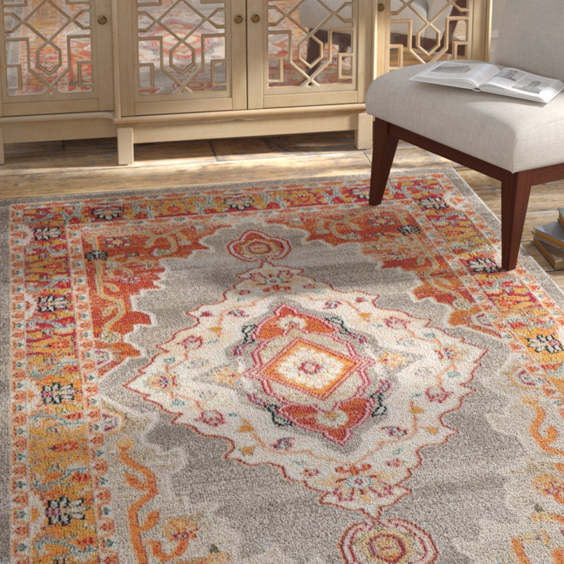 Bloomsbury Market Baughman Orange/Gray Area Rug Wayfair