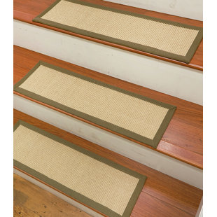 Non Slip Backing Stair Tread Rugs You Ll Love Wayfair Ry Sisal Carpet Ivory Green Stair Tread Set Of 13