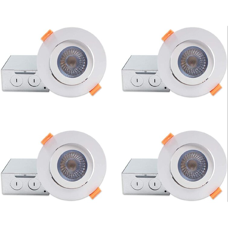 goodgou16 LED 4-Inch 10W 120V 700Lm Low Profile Recessed Ultra Panel Light, Adjustable Slim Dimmable 5000K Daylight Downlight, IC Rated And ETL Listed 4 Pack | Wayfair