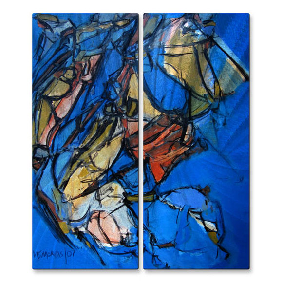 'Splay 22' by Wendy Morris 2 Piece Painting Print Plaque Set