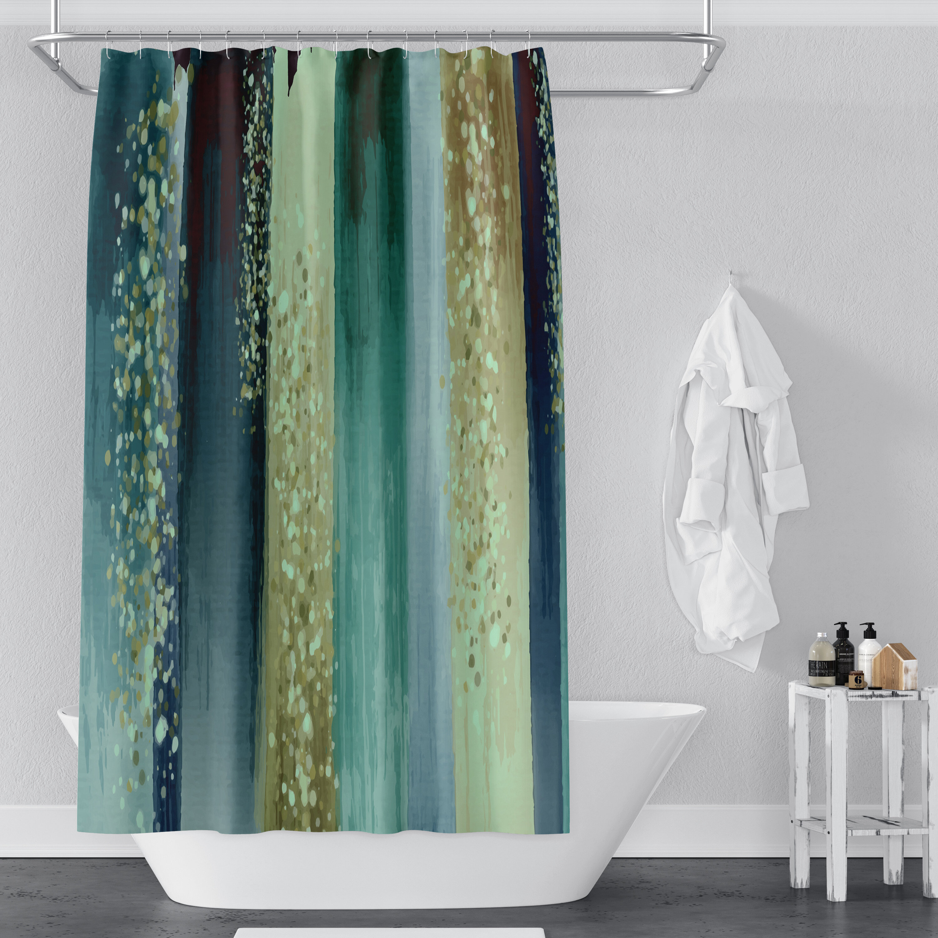 Shower Curtain Liner Turquoise Mildew Resistant Vinyl 