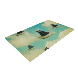 Natt Bears Floating Animals Black/Blue Area Rug