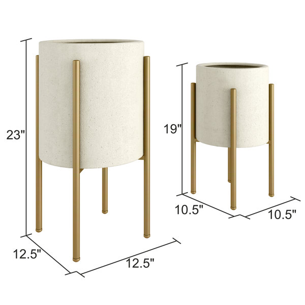 Resto 2 Piece Metal Pot Planter Set Reviews Joss Main
