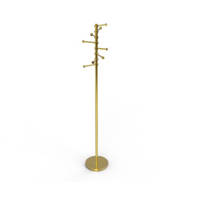 Allied Brass Free Standing Coat Rack with Six Pivoting Pegs  Finish: Polished Brass