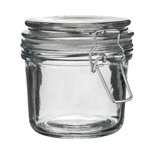 Argon Tableware Glass Storage Jar With Airtight Clip Lid - 350Ml - White Seal Argon Tableware Colour: Clear