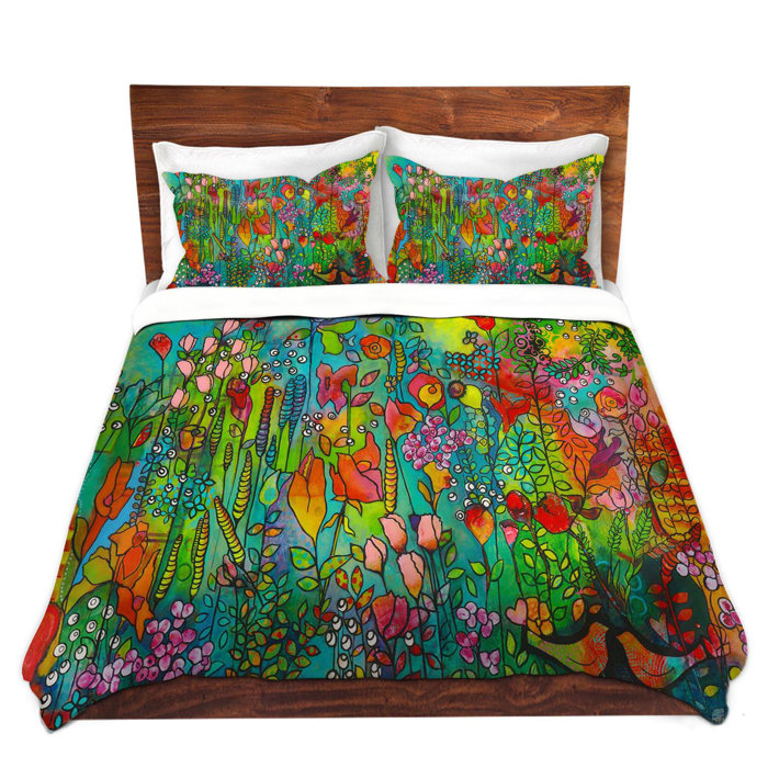 Ebern Designs Schumaker Kim Ellery Happy Place Microfiber Duvet