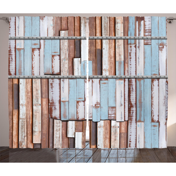 Williston Forge Amita Rustic Graphic Print And Text Semi Sheer Rod