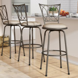 Temple Meads Light Brown Adjustable Height Swivel Bar Stool (Set of 3) by Charlton Home®