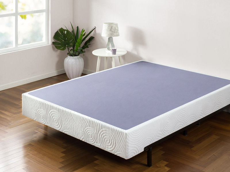 bracco easy assembly metal box spring with wood slats size: queen, profile: low profile (4")