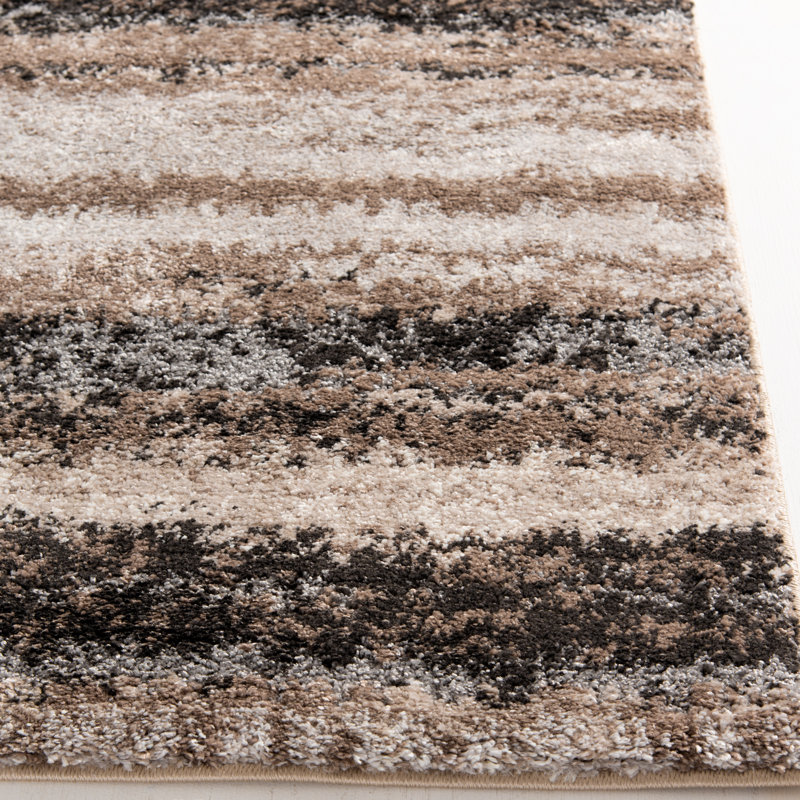 Latitude Run Jayesh Striped Off White Black Brown Area Rug Reviews Wayfair