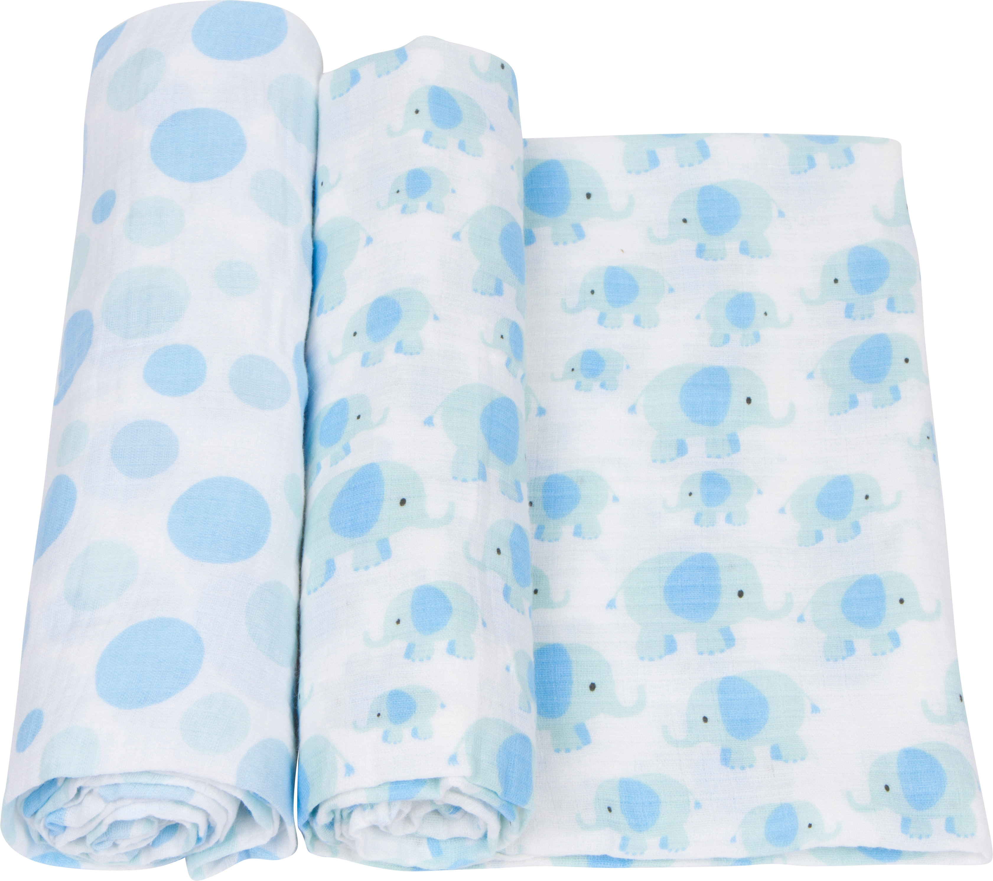 Supersoft Luxurious White Polkadots Grey Elephants Pram or Crib Wrap//Blanket