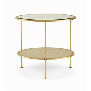 Monarch Adele Glass Top 3 Legs End Table with Storage by Century