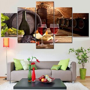 Framed Wine And Fruit Grape Glass Canvas Print Wall Art Painting Food Picture 