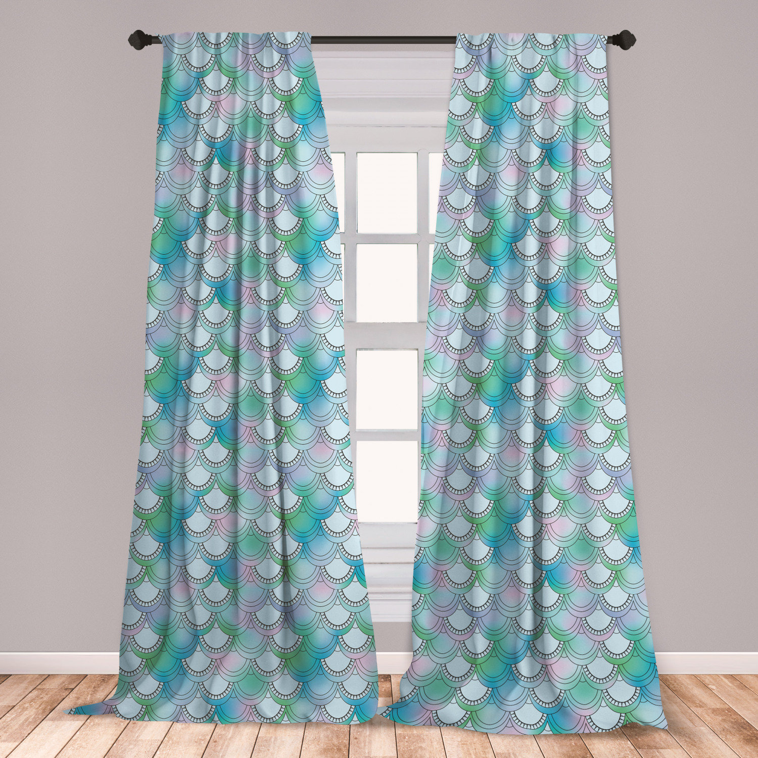 East Urban Home Fish Scale Geometric Room Darkening Rod Pocket Curtain Panels Reviews Wayfair