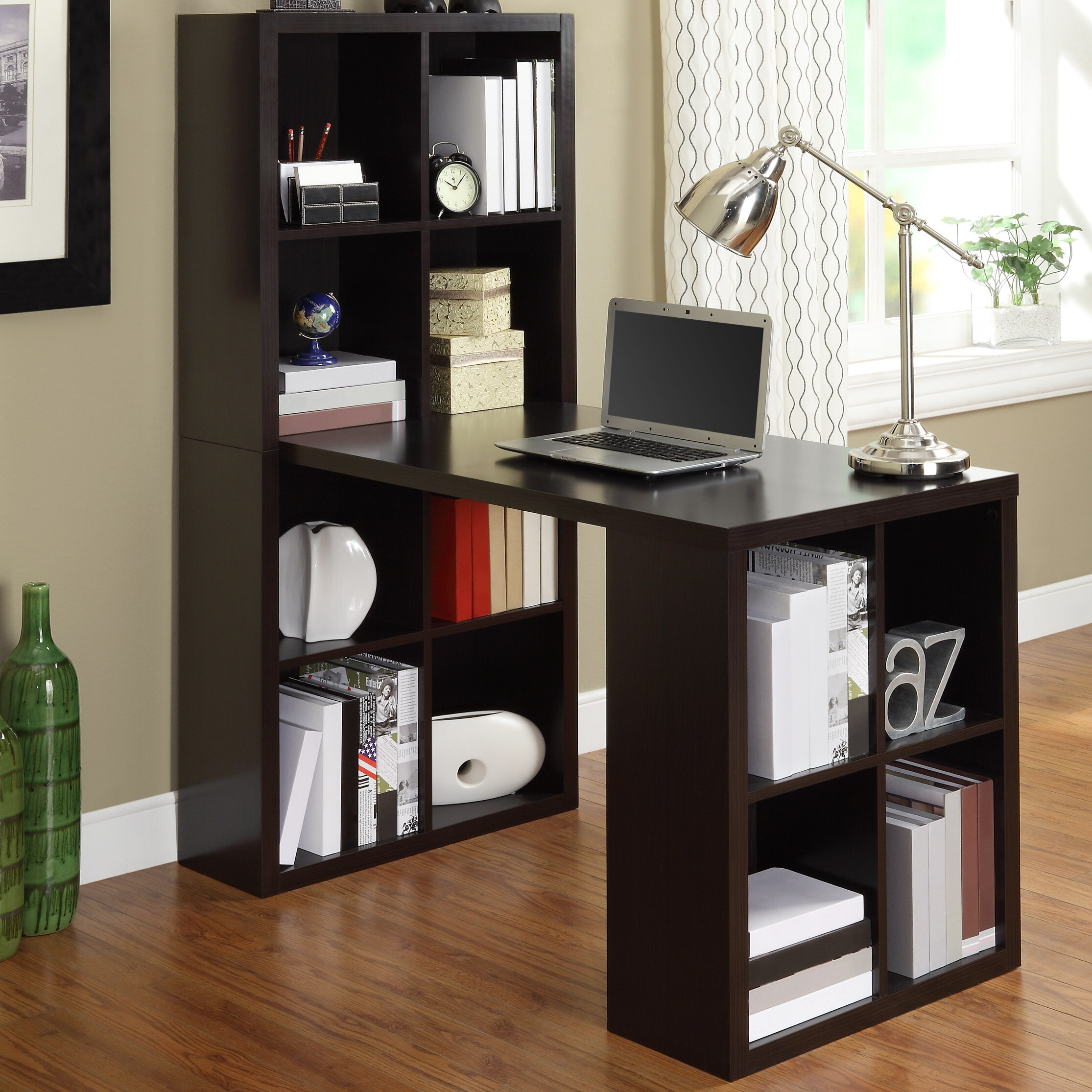 storage desk with cubbies