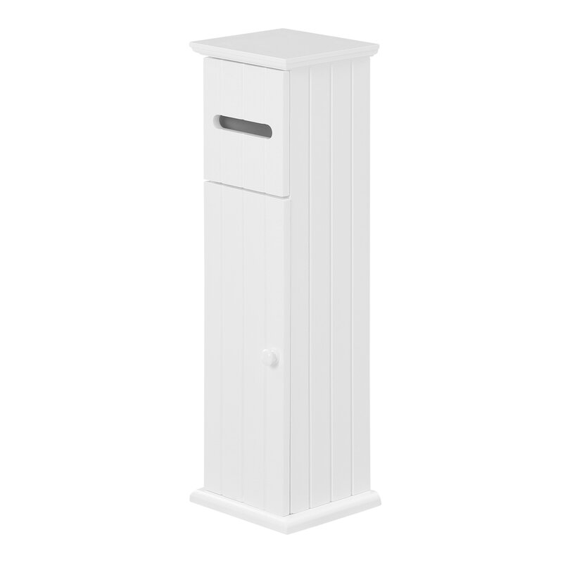 Free Standing Wooden White Toilet Paper Roll Holder Bathroom Storage Cabinet by Top Home Solutions