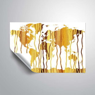 Old World Map Wall Mural Wayfair Mehara Earthy Rain World Map Wall Decal
