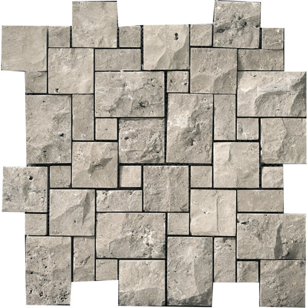 Emser Tile Travertine 1 X 2 12 X 12 Splitface Offset Mosaic In Silver Wayfair