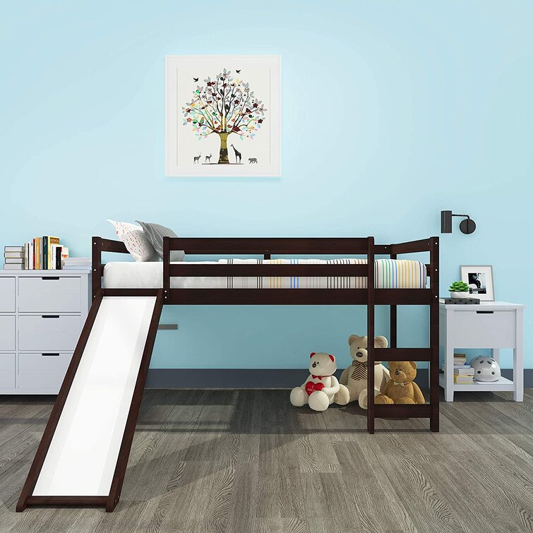 Multiple Finishes Harper&Bright Designs Wood Twin Loft Bed with Slide 