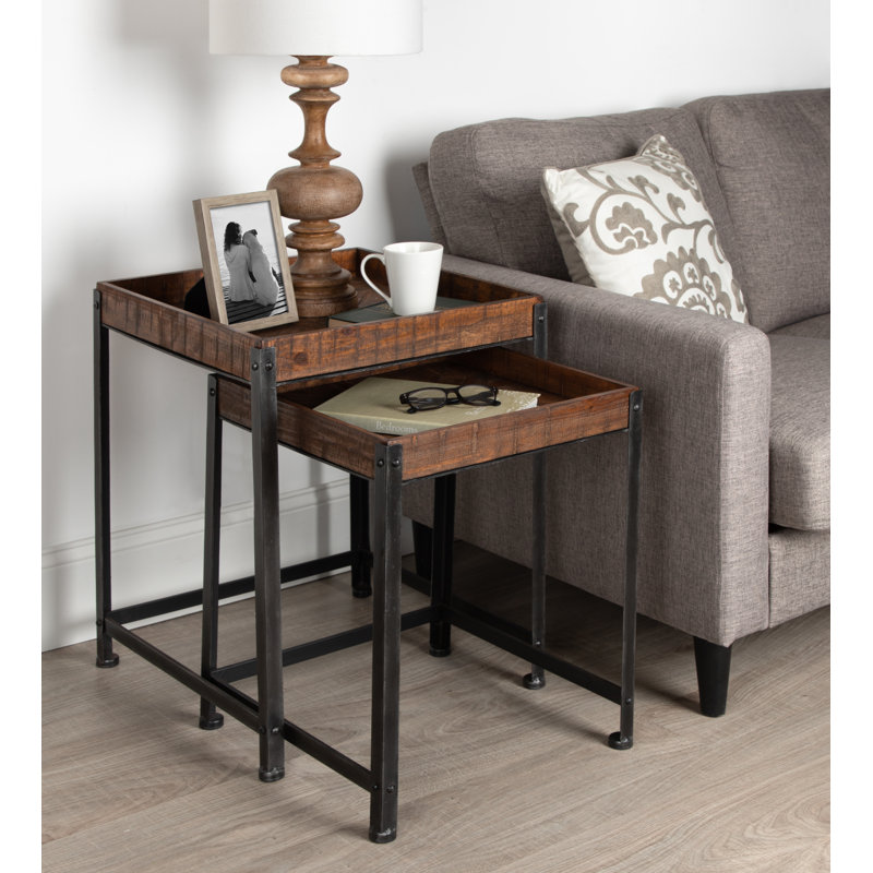 17 Stories Malachy Rustic Modern Side Accent 2 Piece Nesting Tables Reviews Wayfair