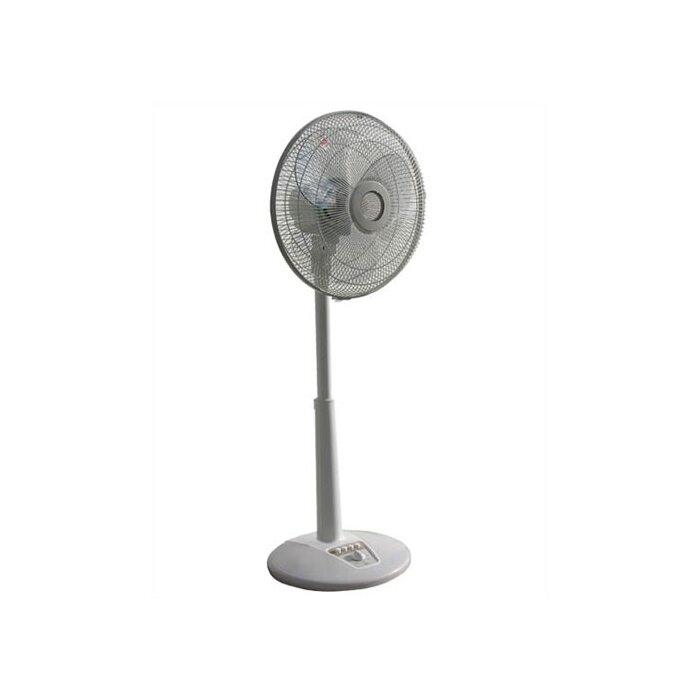 High Performance White by Sunpentown 14 Oscillating Pedestal Stand Fan with Remote Control
