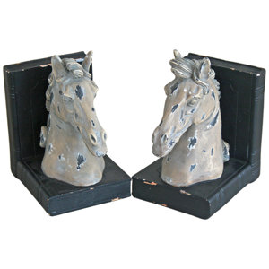 2-tlg. Buchstützen Abramowitz Horse Head von Cl..