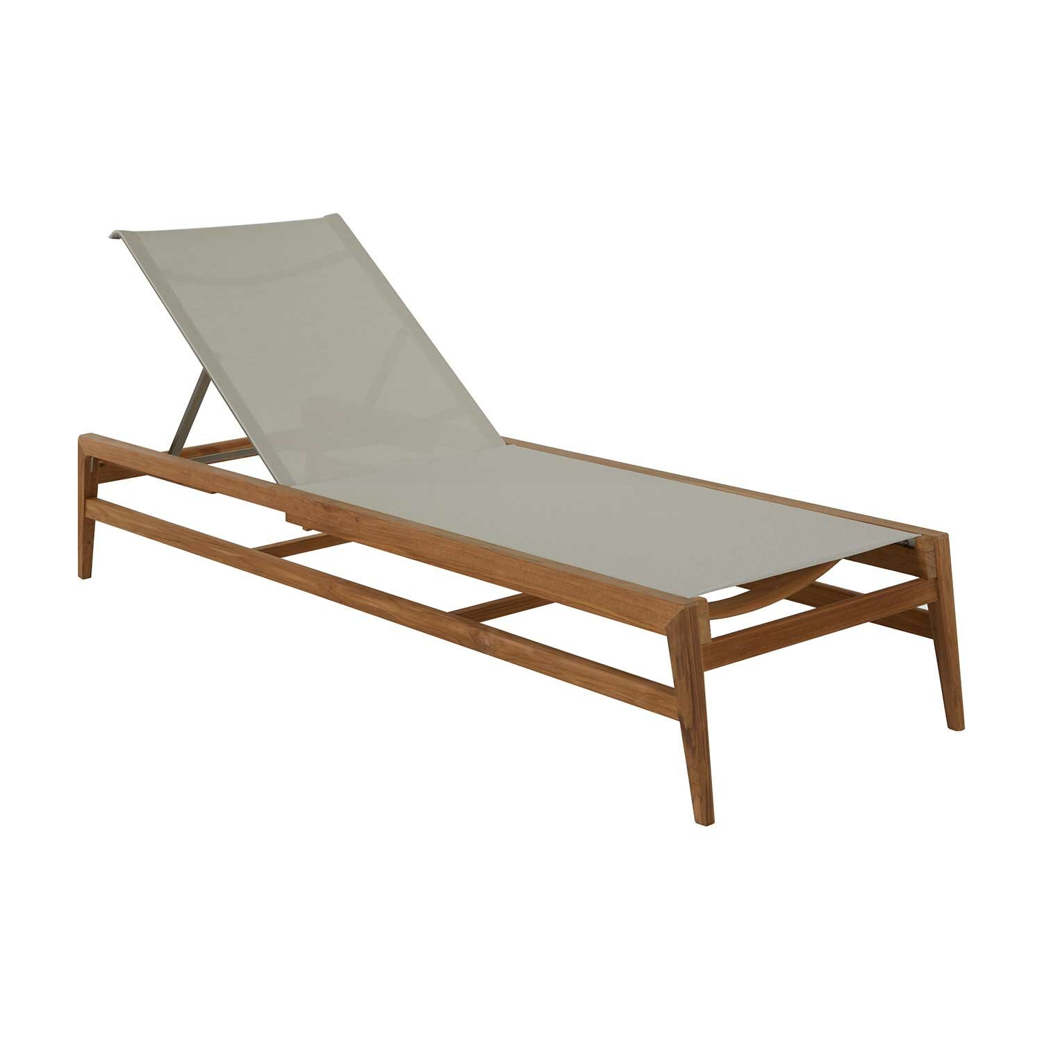 teak and mesh chaise lounge