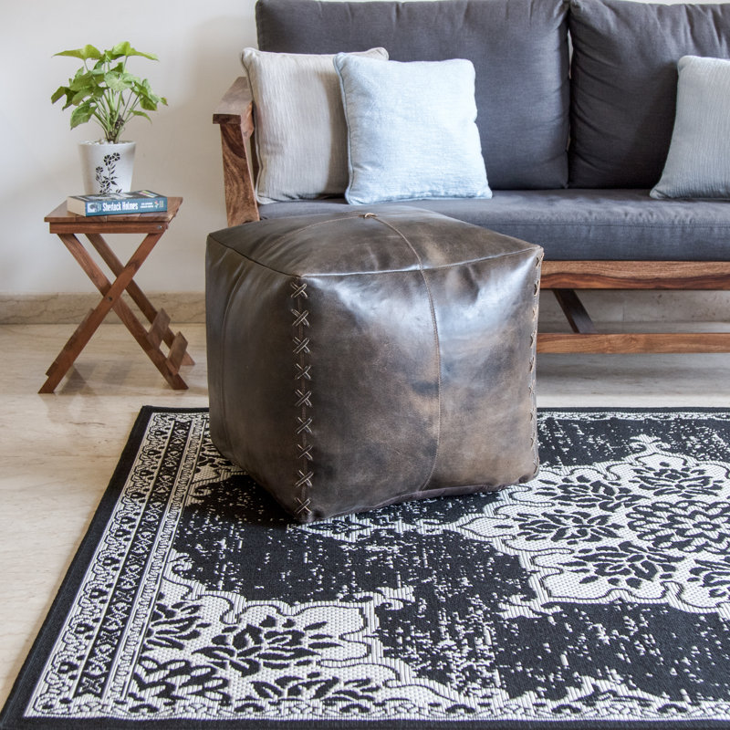 Loon Peak Cory 20 Genuine Leather Square Pouf Ottoman Reviews Genuine Leather Square Pouf Ottoman