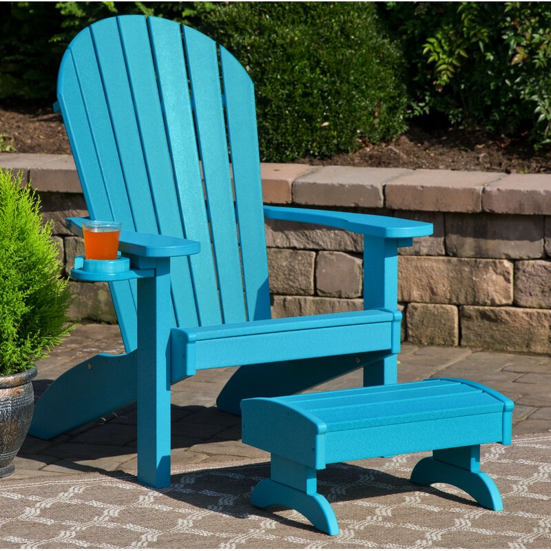 Bayou Breeze Deniela Polywood Adirondack Chair with Ottoman | Wayfair