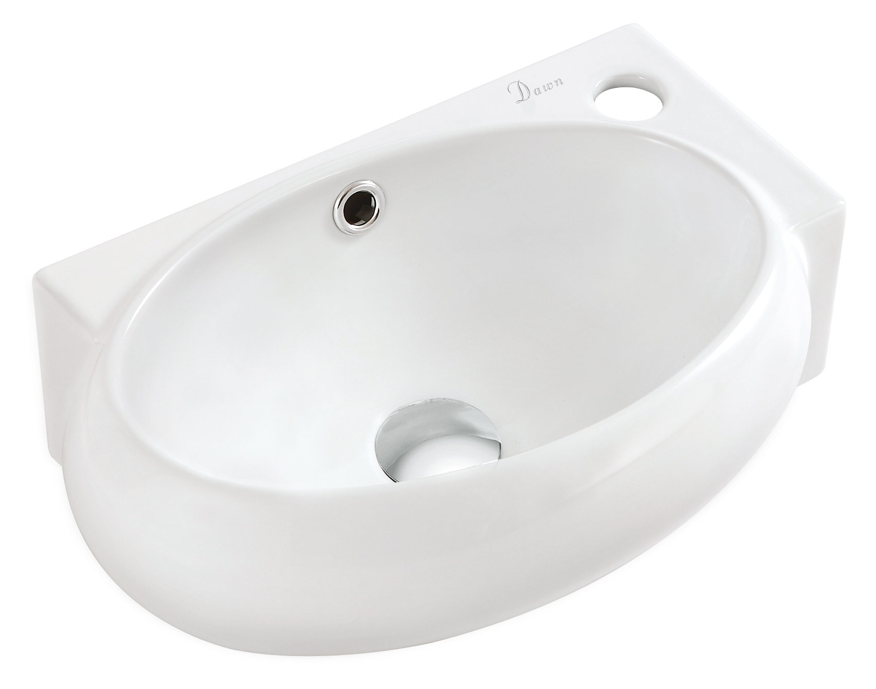 Dawn USA 11'' White Ceramic Oval Wall Mount Bathroom Sink with Overflow ...
