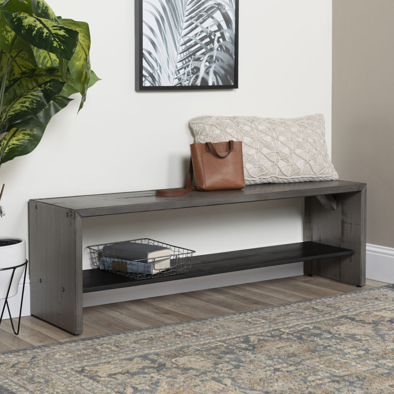 Loon Peak Arocho Wood Storage Bench Reviews Wayfair