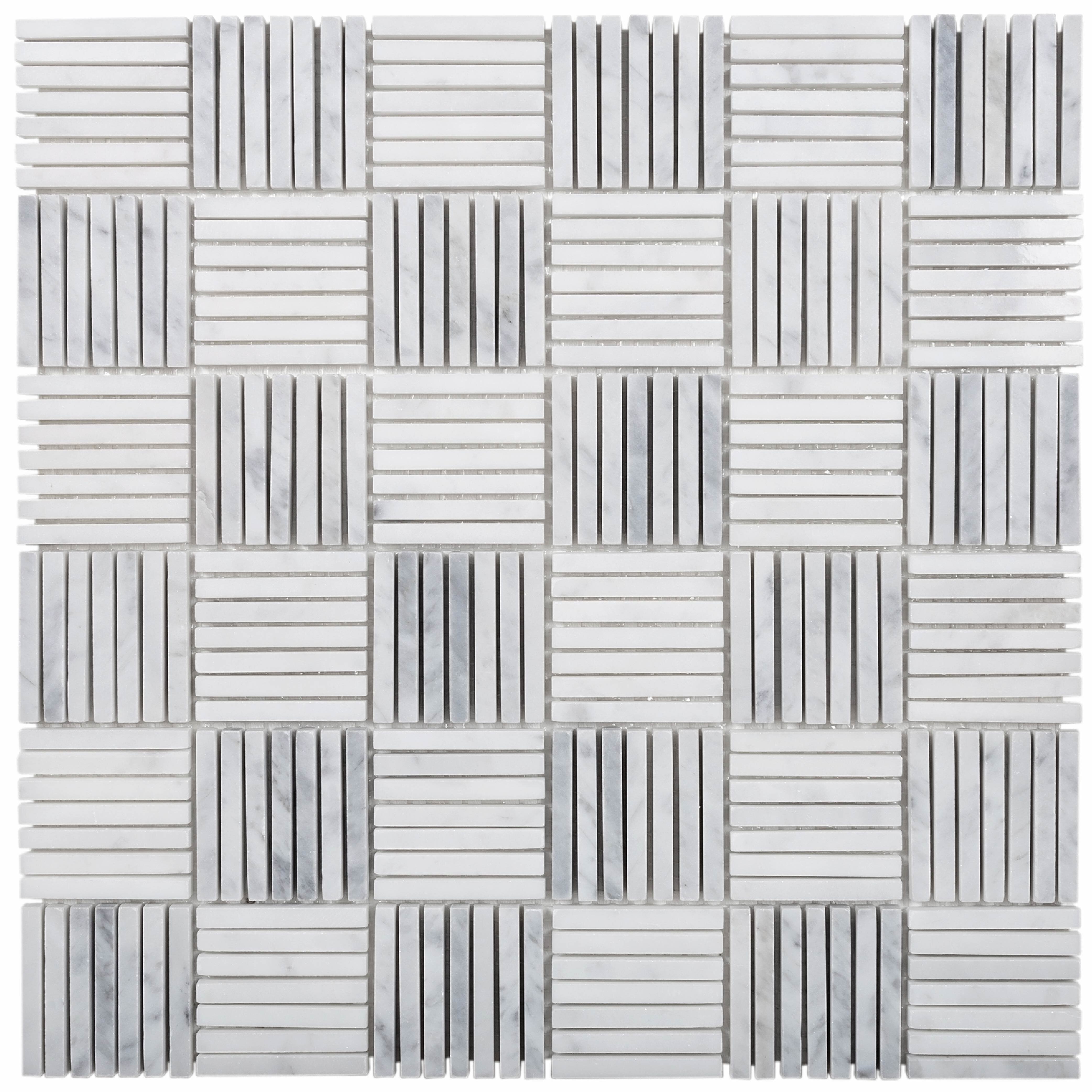 Apollo Tile Backsplash Tiles Sheet 12x12 Bianco Carrara Tile For Kitchen Bathroom Flooring White Marble Match Sticks Mosaic White 5 Pack Wayfair Ca