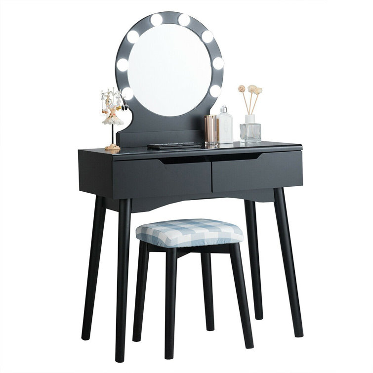 pix Dressing Table Round Mirror With Lights wayfair