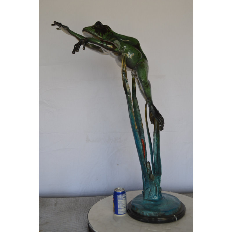 Millwood Pines Painesville Large Frog Jumping Forward On Marble