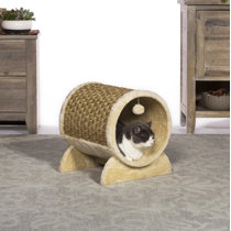 D x 24 in W x 15.25 in H Paw Print in Beige/Black Finish Cat Condo 15.25 in 