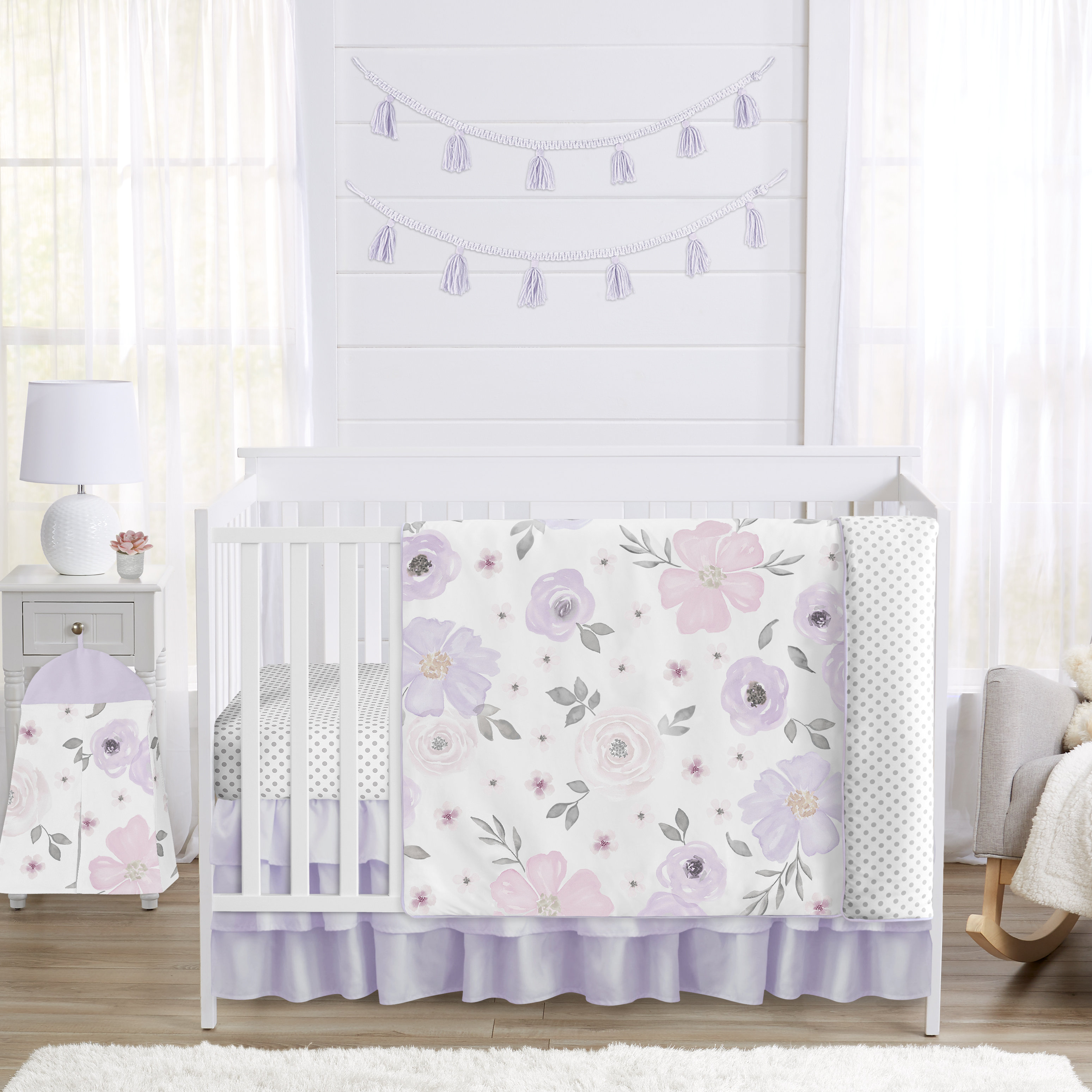 Sweet Jojo Designs Watercolor Floral 4 - Piece Crib Bedding Set ...