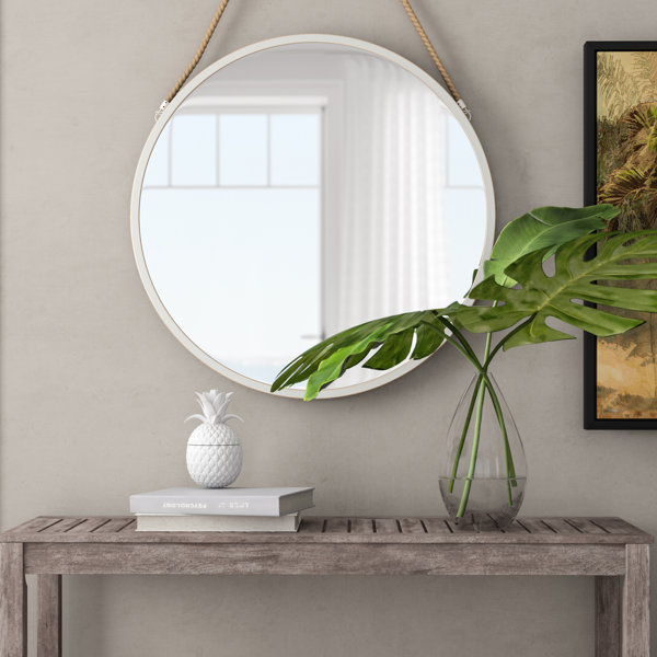 Details about   16" Hanging Wall Mirror With Jute Rope Aluminium Chrome Finish Porthole Mirror 