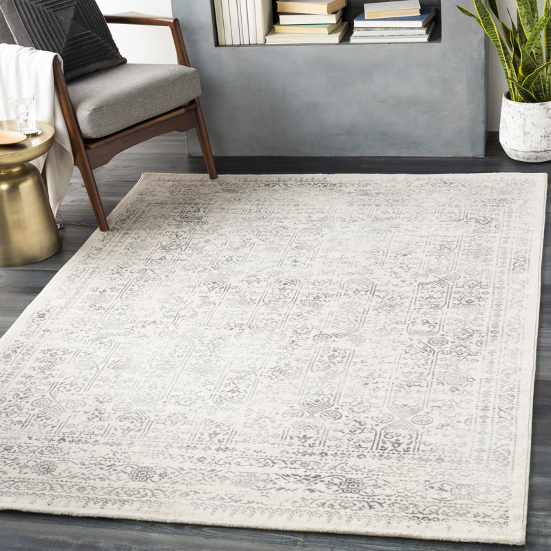 Ophelia Co Mac Distressed Traditional Light Grey Cream 5 3 X 7 1 Area Rug Reviews Wayfair Ca