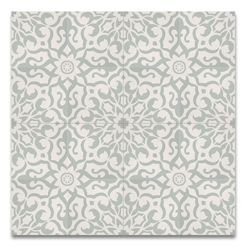 Atlas 8" x 8" Handmade Cement Tile in Green/White #encaustictile #modernfarmhouse #rusticmodern
