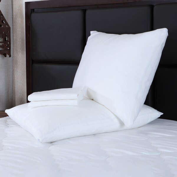 LOOK---100% COTTON-200 THREAD-SET OF 2 ZIPPERED PILLOW PROTECTORS-PICK YOUR SIZE 