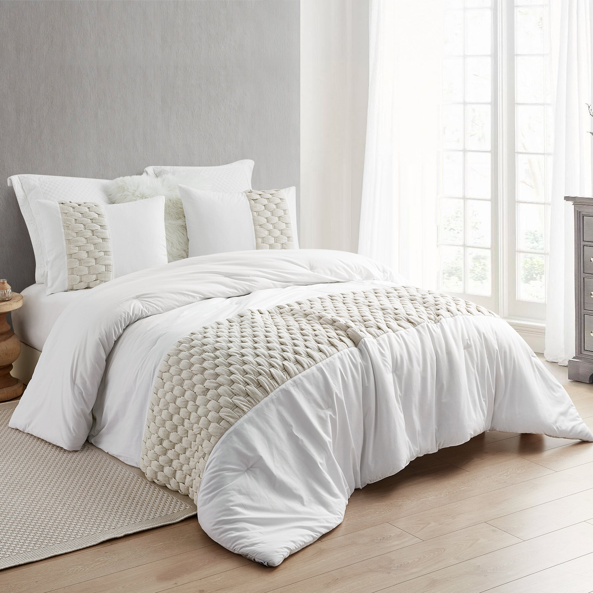 cream textured duvet