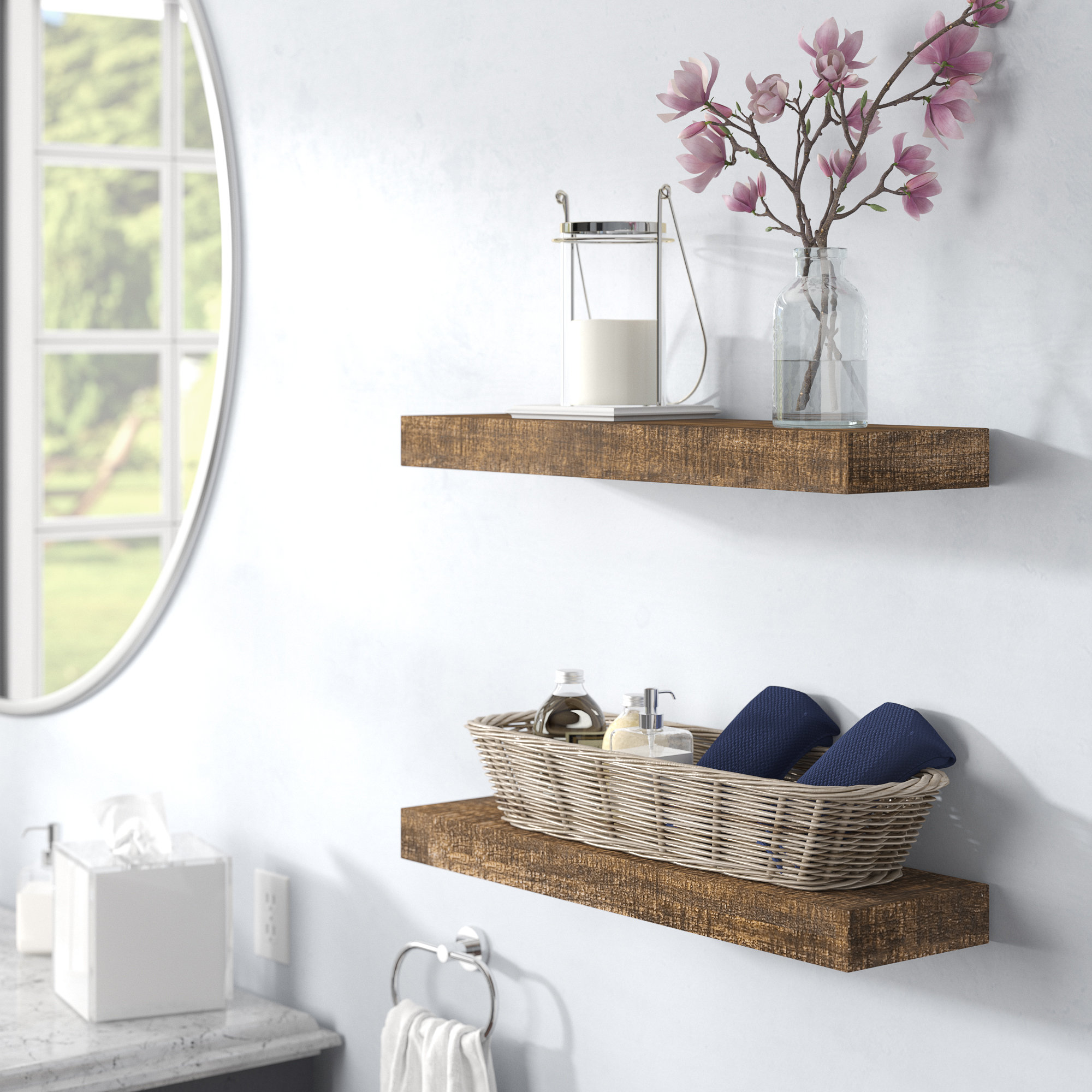 Picture Frame Ledge Floating Shelf Farmhouse Display Dark Walnut 30”