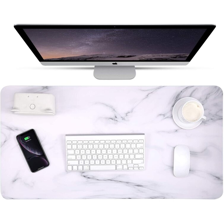 31.4  X 15.7 Desk Pad,PU Leather Mouse Pad,Large Mouse Pad Non-Slip-Waterproof Office Mouse Pad,Desk Pad Protector,Writing Mat for Laptop Desktop,Desk Mat for Office/Home Use Black White